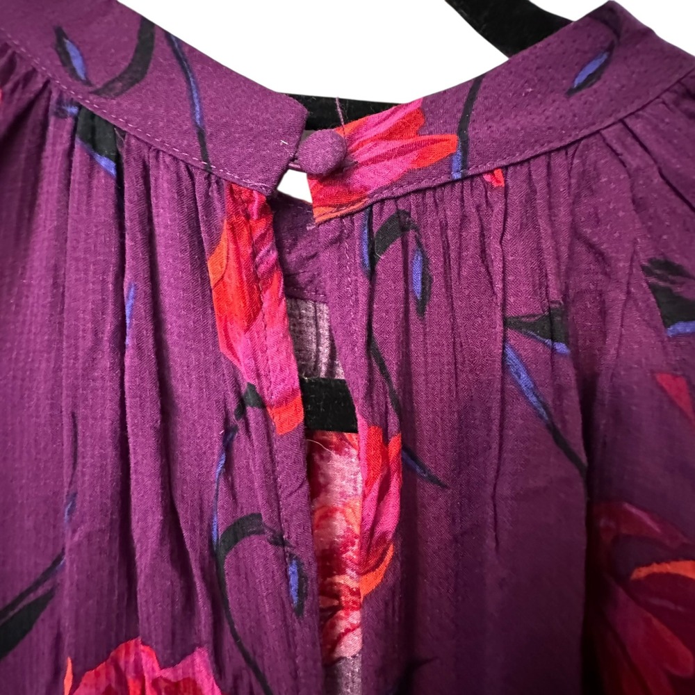 A New Day Maxi Dress Floral Print Long Sleeve Casual Purple Red XXL Tiered - Picture 9 of 10